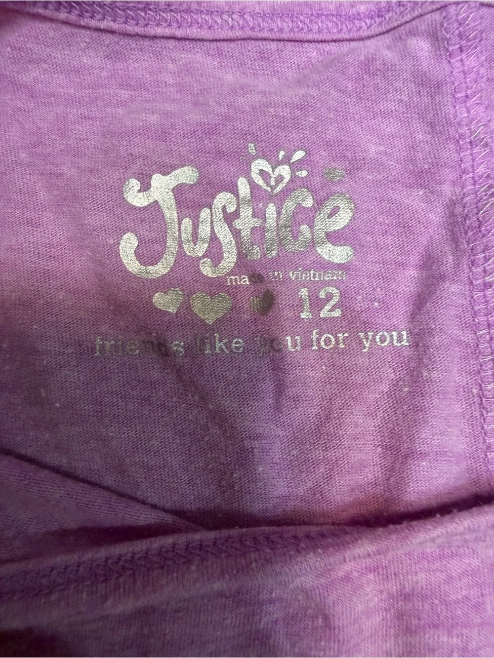 Justice Girls Be You Graphic High Low Top Purple Animal Print Star Tee Size 12